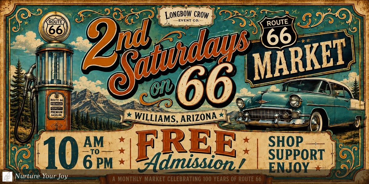 2nd Saturdays on 66 Route 66 market flyer, Williams, Arizona