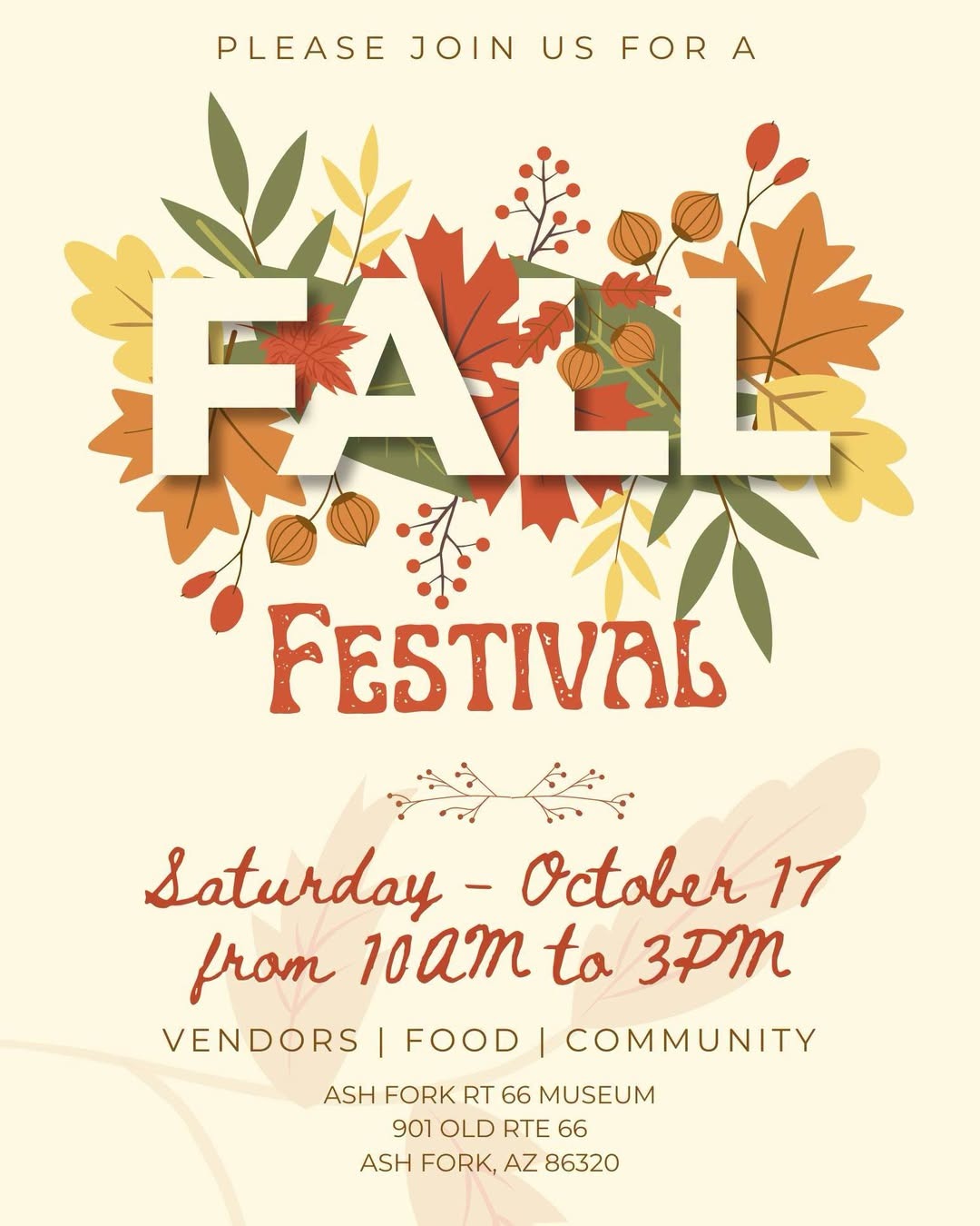 Ash Fork Fall Festival flyer, October 17, Ash Fork Route 66 Museum