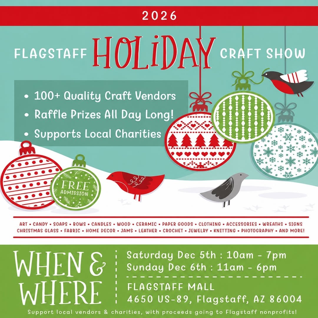 Flagstaff Holiday Craft Show flyer, December 2026, Flagstaff Mall
