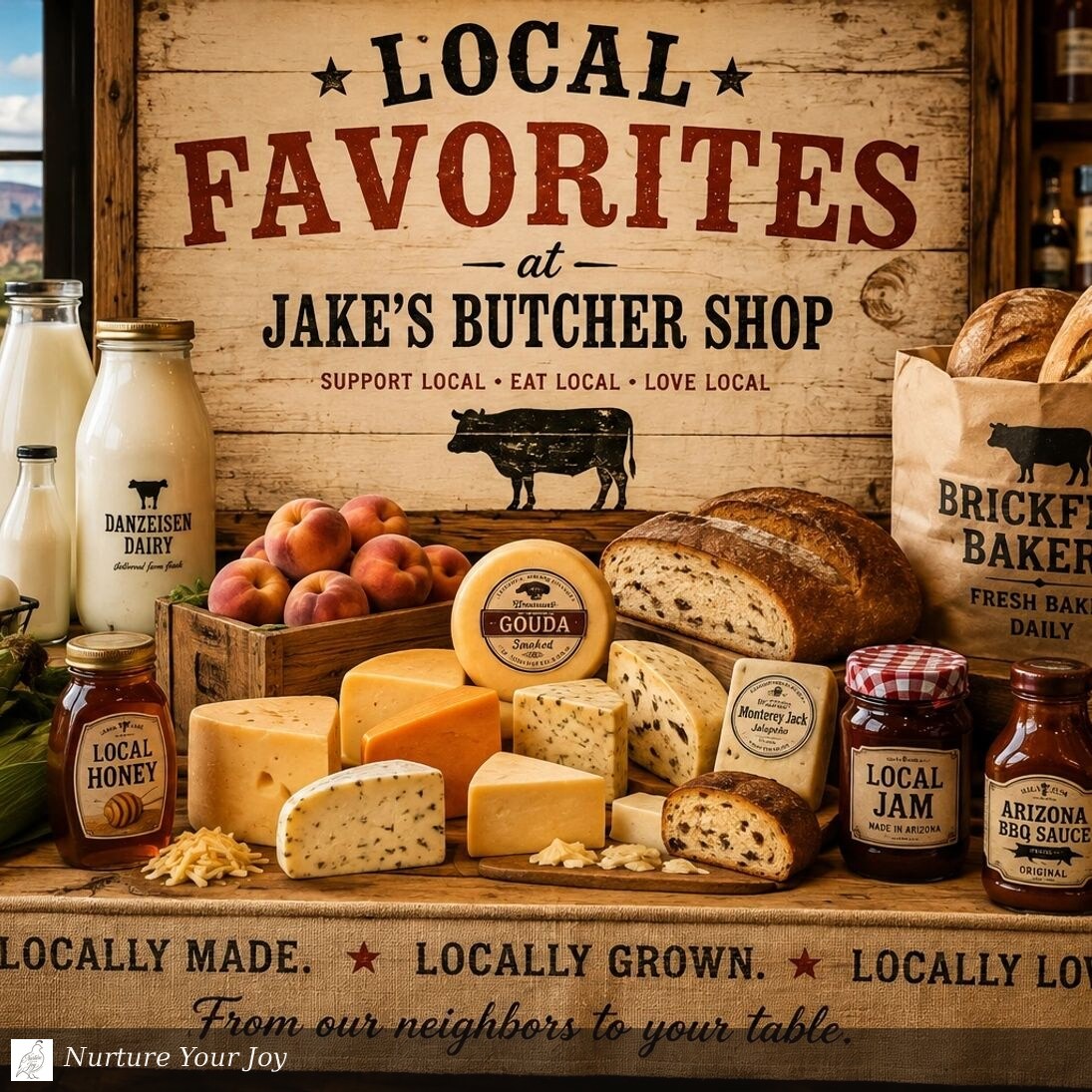 Local Favorites at Jake's Butcher Shop artisan market flyer