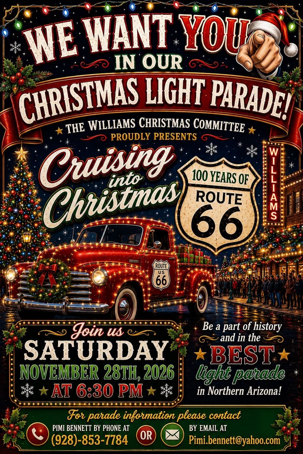 Williams Christmas Light Parade flyer, Cruising into Christmas, November 28 2026