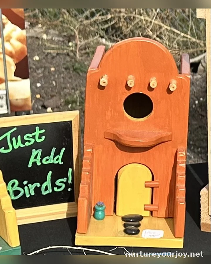 Adobe Pueblo, Orange & Yellow birdhouse, handmade Adobe collection, Nurture Your Joy