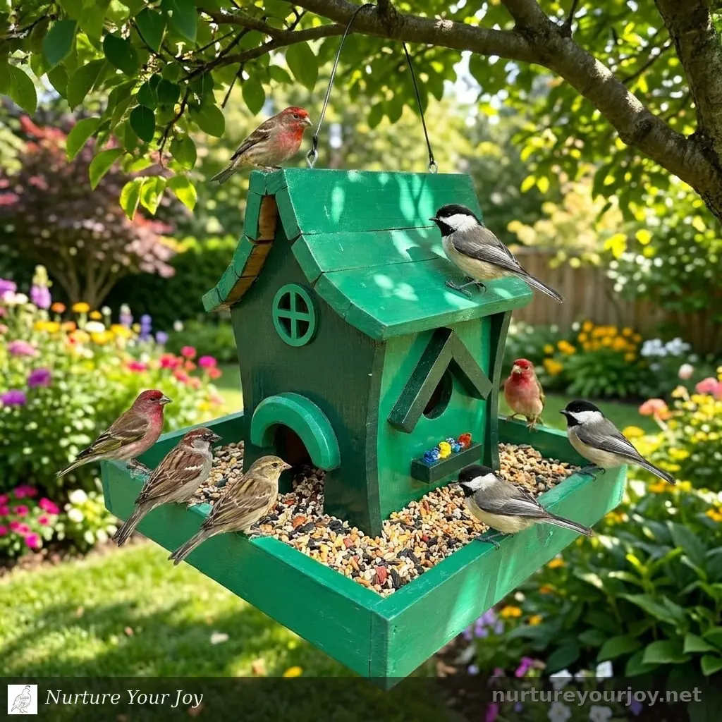 Tray Feeder, Green & Teal, handmade Bird Feeders collection, Nurture Your Joy